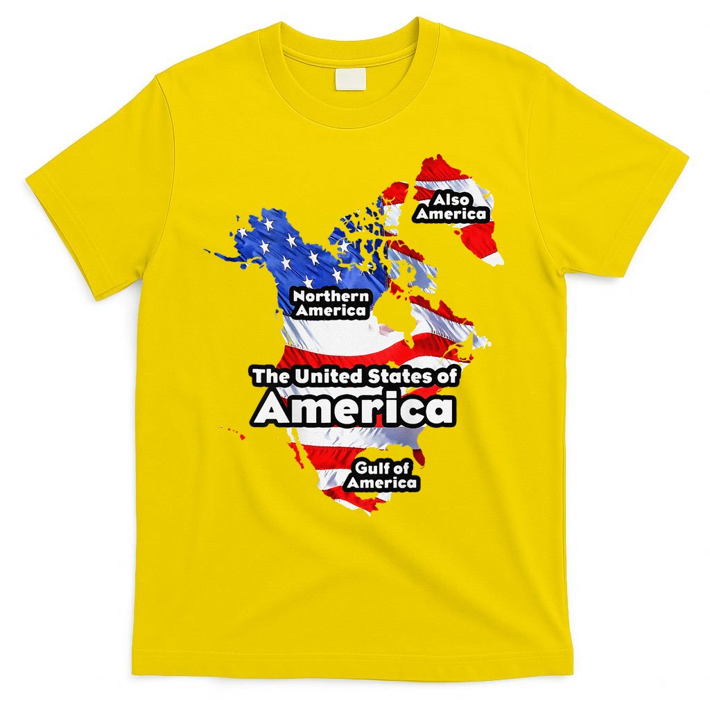 Funny Trump American Flag Canada Greenland Gulf Map On Back T-Shirt