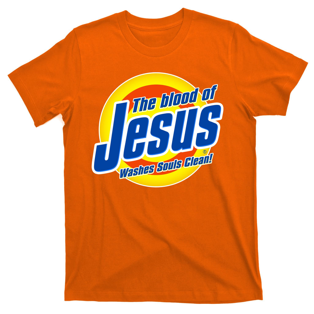 Funny The Blood Of Jesus Washes Souls Clean Detergent T-Shirt