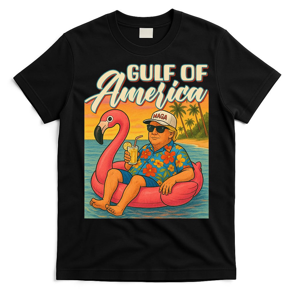 Funny Trump Flamingo Float Gulf Of US America Beach Lover T-Shirt