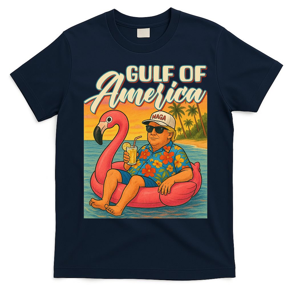 Funny Trump Flamingo Float Gulf Of US America Beach Lover T-Shirt