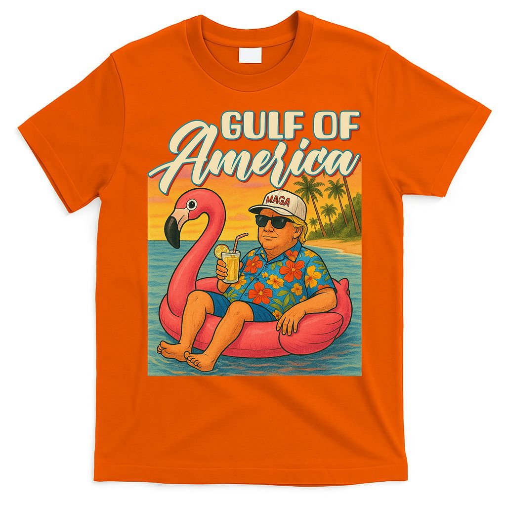 Funny Trump Flamingo Float Gulf Of US America Beach Lover T-Shirt