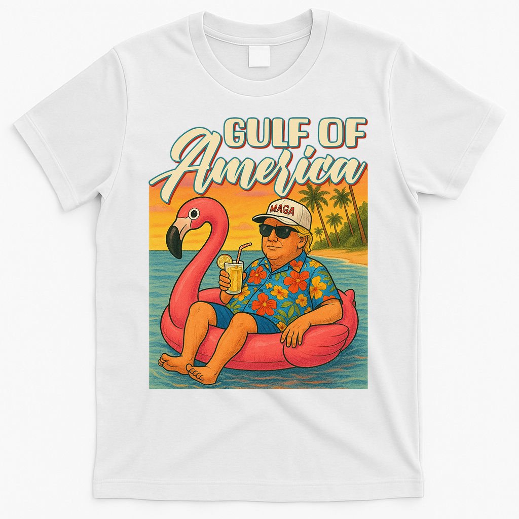Funny Trump Flamingo Float Gulf Of US America Beach Lover T-Shirt