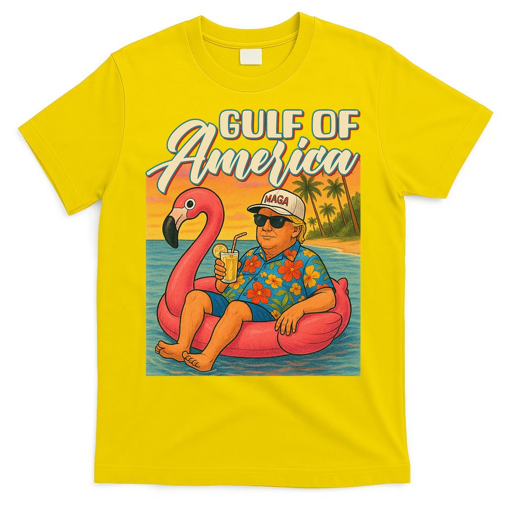 Funny Trump Flamingo Float Gulf Of US America Beach Lover T-Shirt