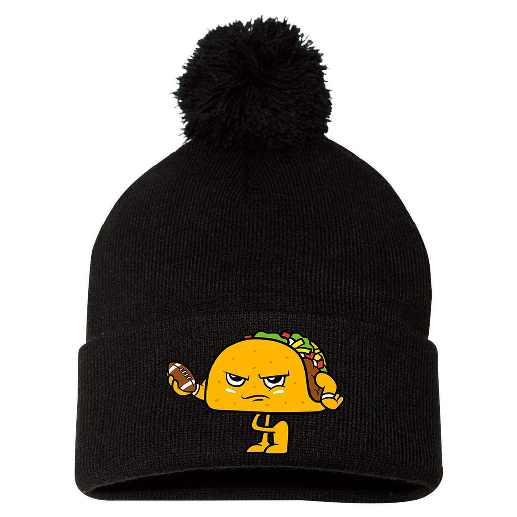 Football Taco Lover Pom Pom 12in Knit Beanie