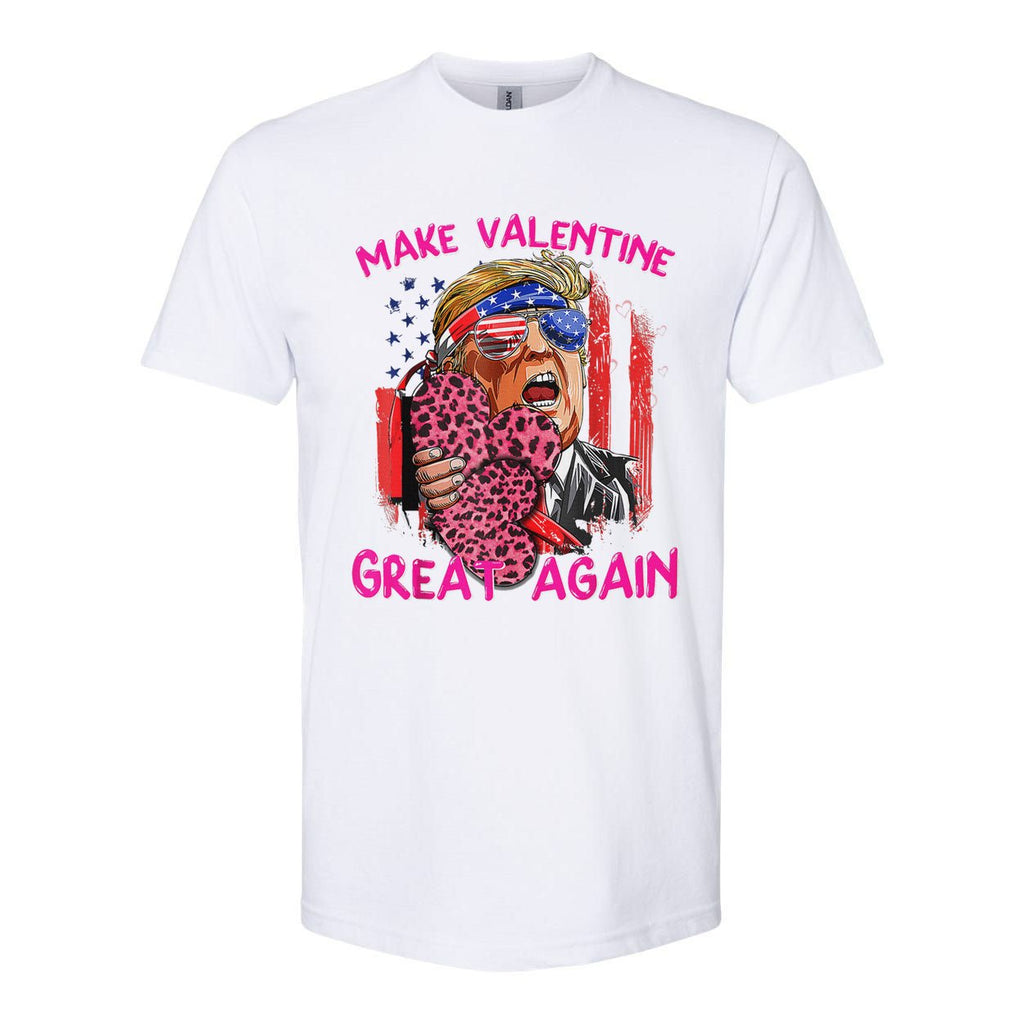 Funny Trump Make Valentine Great Again Usa Flag Valentines Softstyle CVC T-Shirt