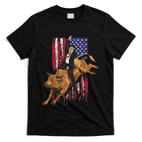 Funny Trump Rodeo Bull Rider Patriotic American Flag Trump T-Shirt
