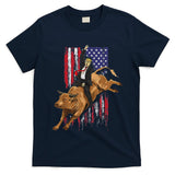 Funny Trump Rodeo Bull Rider Patriotic American Flag Trump T-Shirt