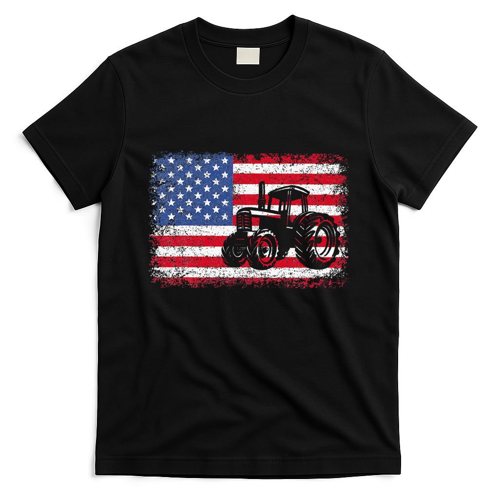 Farm Tractors Usa Flag Patriotic Farming T-Shirt