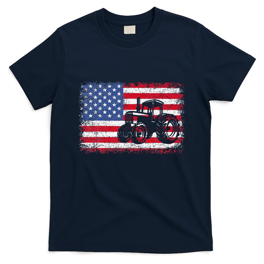 Farm Tractors Usa Flag Patriotic Farming T-Shirt