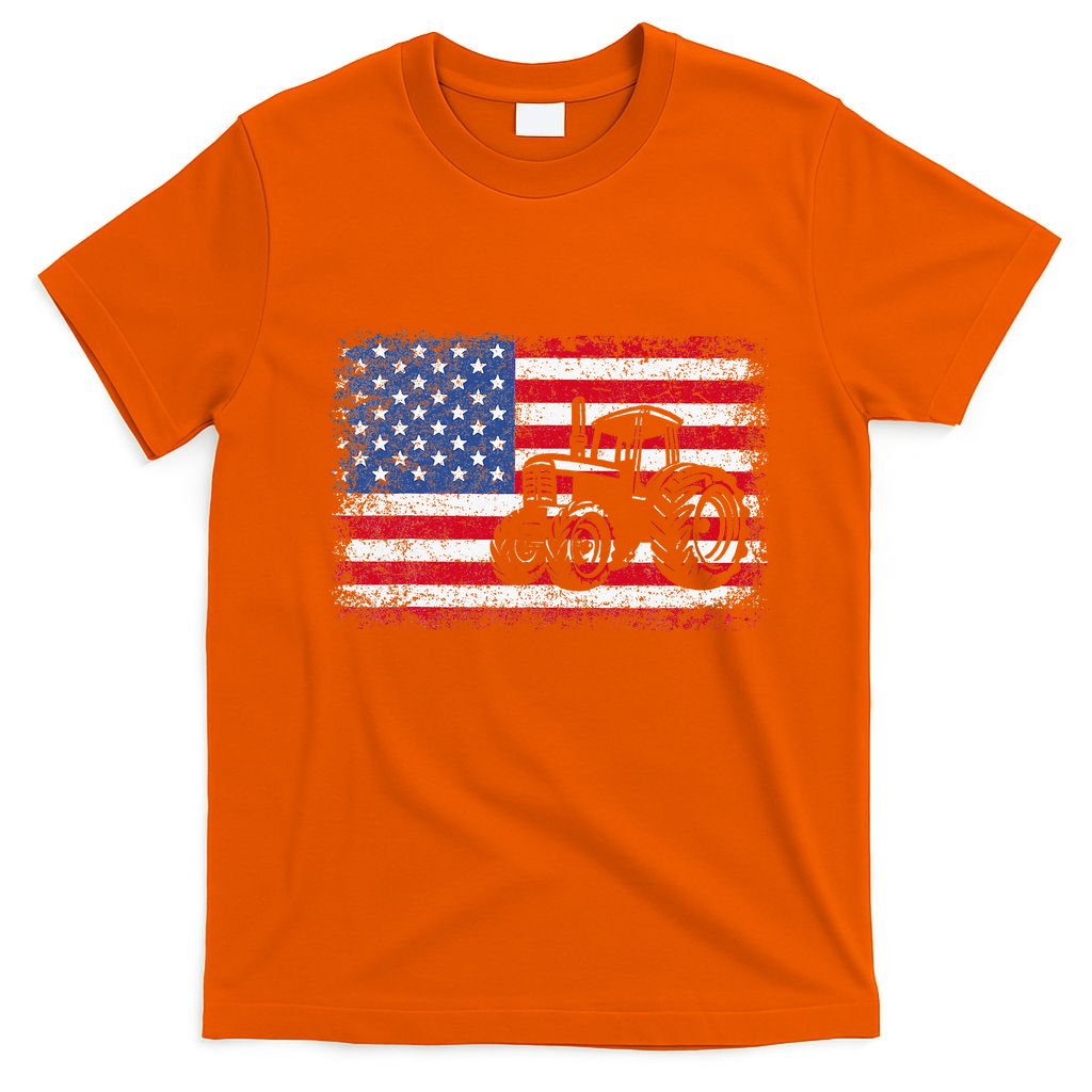 Farm Tractors Usa Flag Patriotic Farming T-Shirt