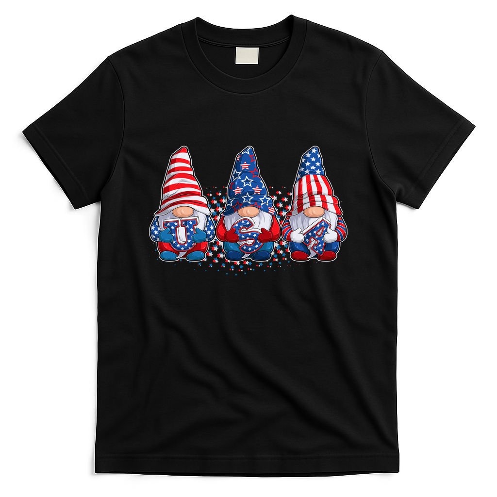 Funny USA American Flag 4th Of July Gnomes T-Shirt