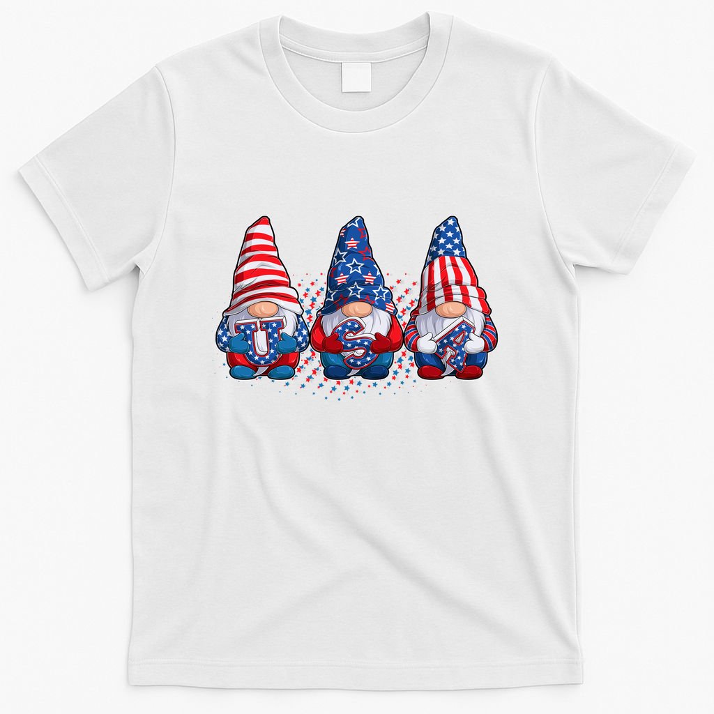 Funny USA American Flag 4th Of July Gnomes T-Shirt