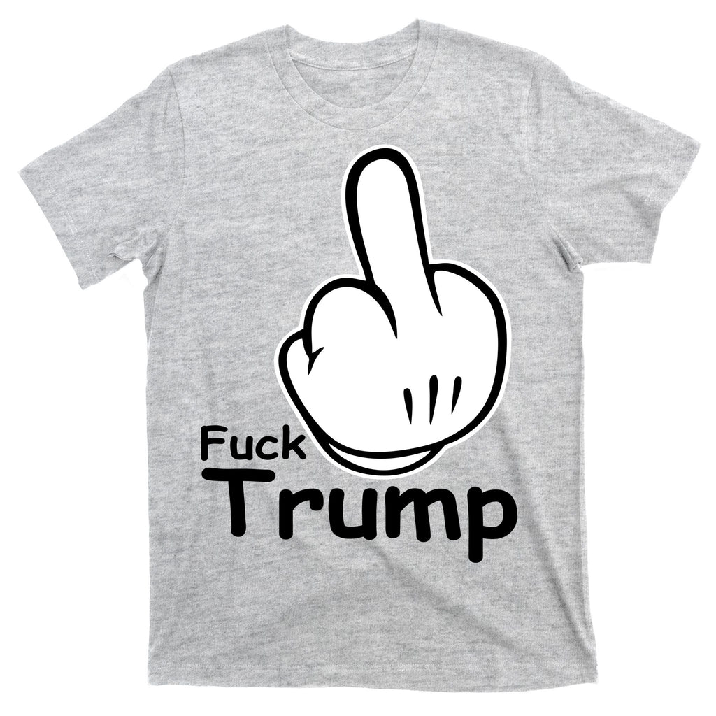 Fuck Trump Cartoon Middle Finger Resist Anti Trump T-Shirt