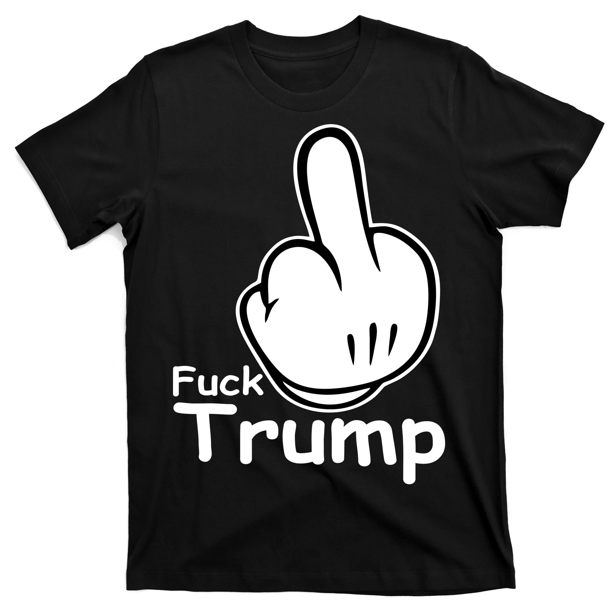 Fuck Trump Cartoon Middle Finger Resist Anti Trump T-Shirt