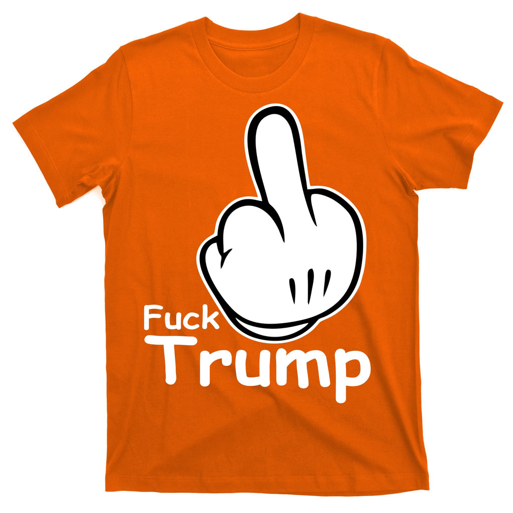 Fuck Trump Cartoon Middle Finger Resist Anti Trump T-Shirt