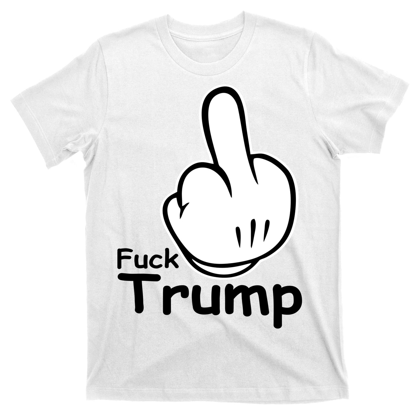 Fuck Trump Cartoon Middle Finger Resist Anti Trump T-Shirt