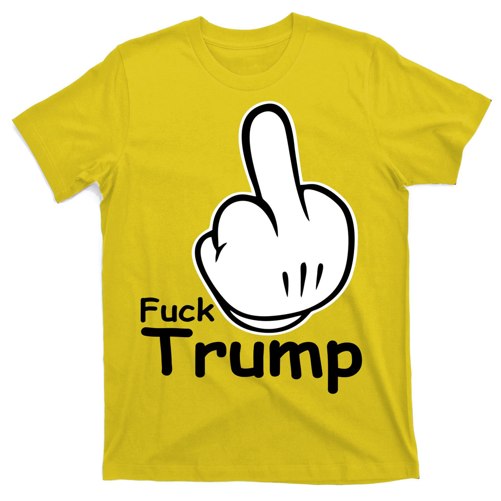 Fuck Trump Cartoon Middle Finger Resist Anti Trump T-Shirt