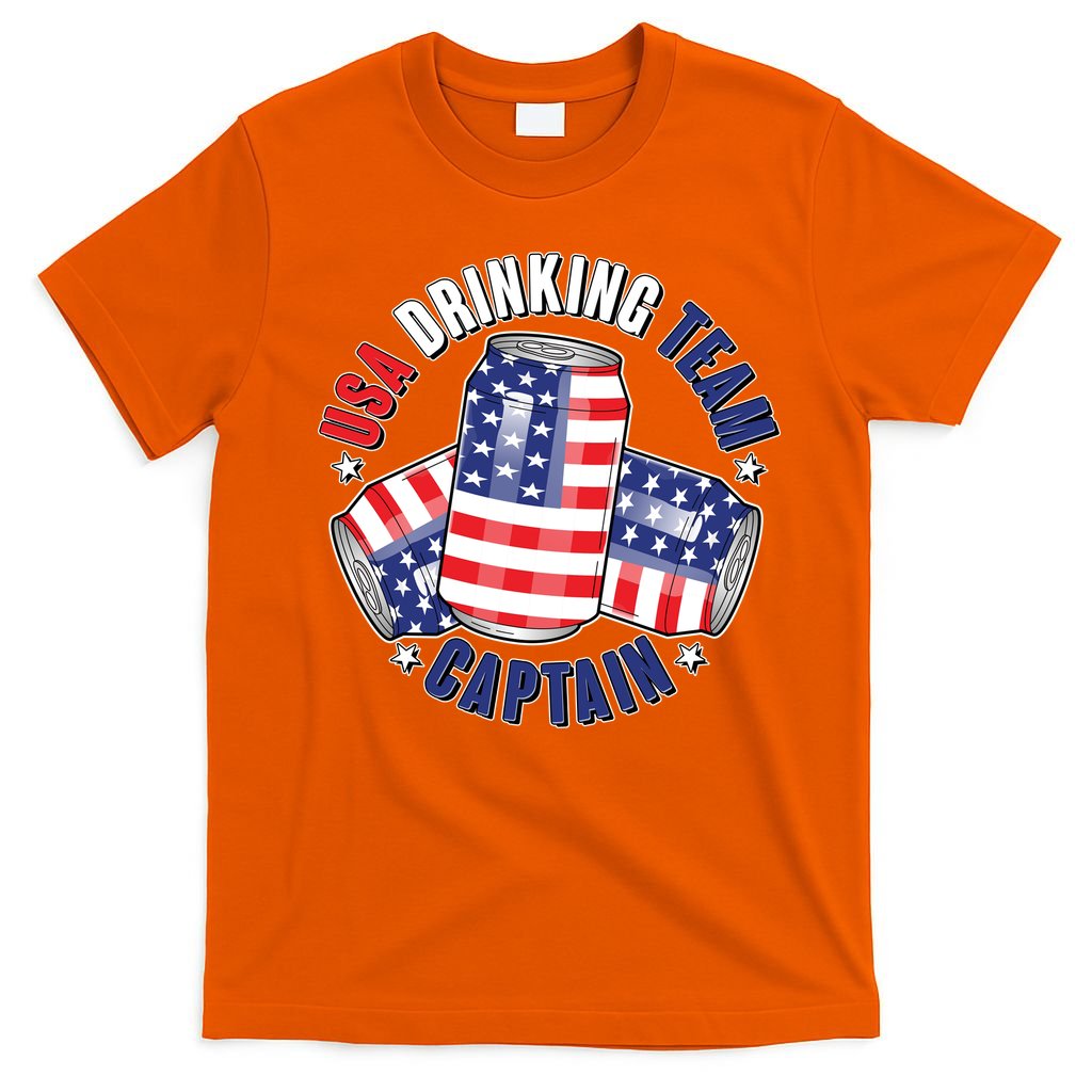 Funny USA Drinking Team Captain American Beer Cans T-Shirt