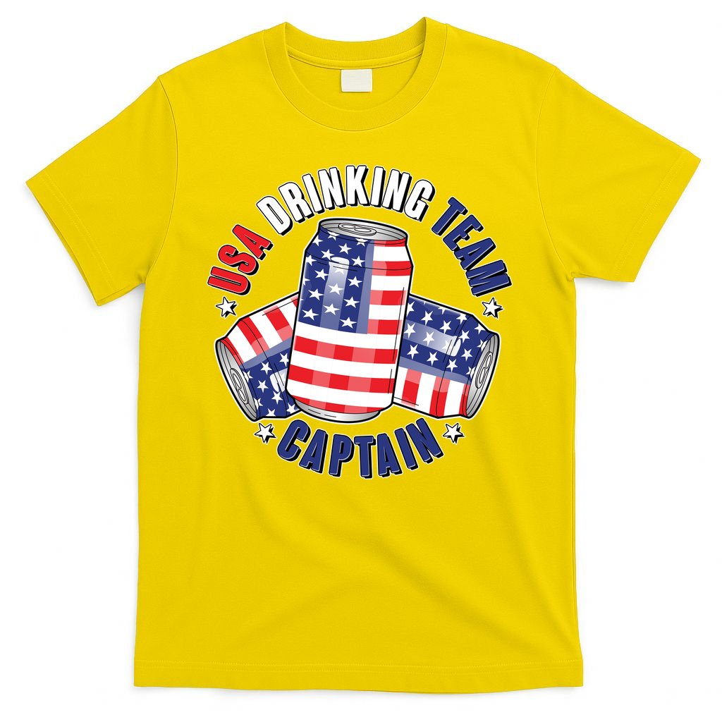Funny USA Drinking Team Captain American Beer Cans T-Shirt