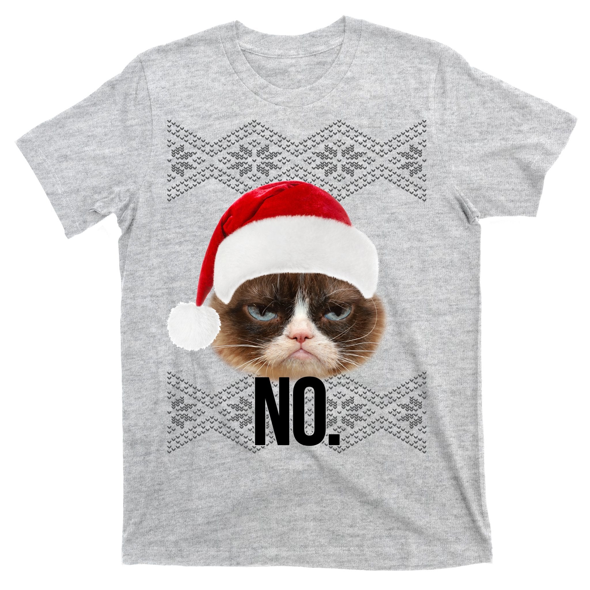 Funny Cat NO Meme Ugly Christmas Sweater T-Shirt