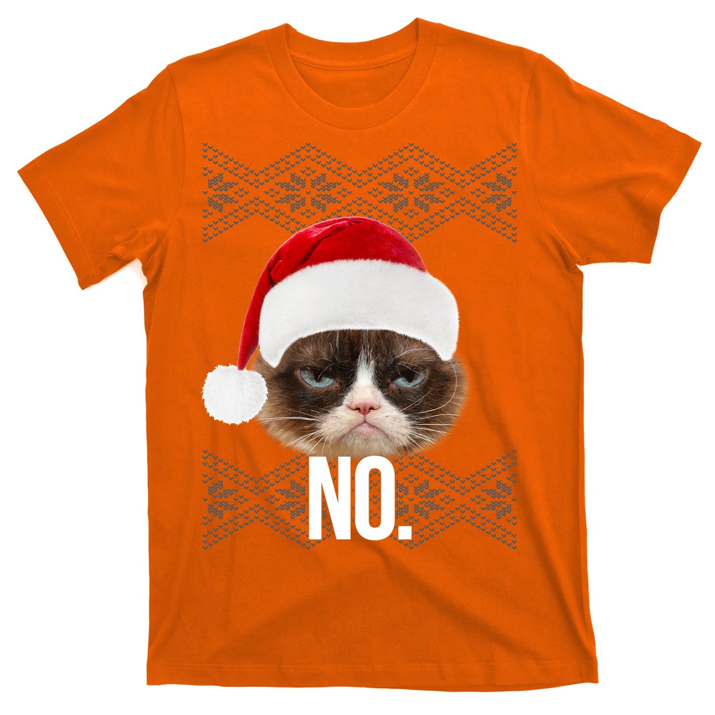 Funny Cat NO Meme Ugly Christmas Sweater T-Shirt