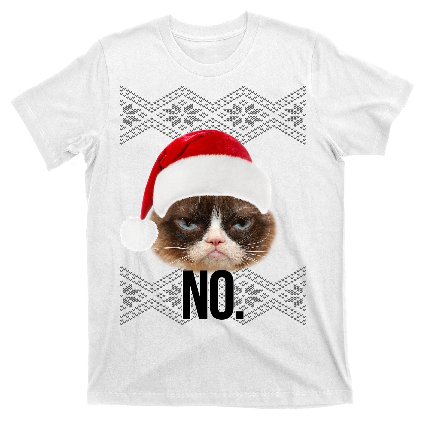 Funny Cat NO Meme Ugly Christmas Sweater T-Shirt