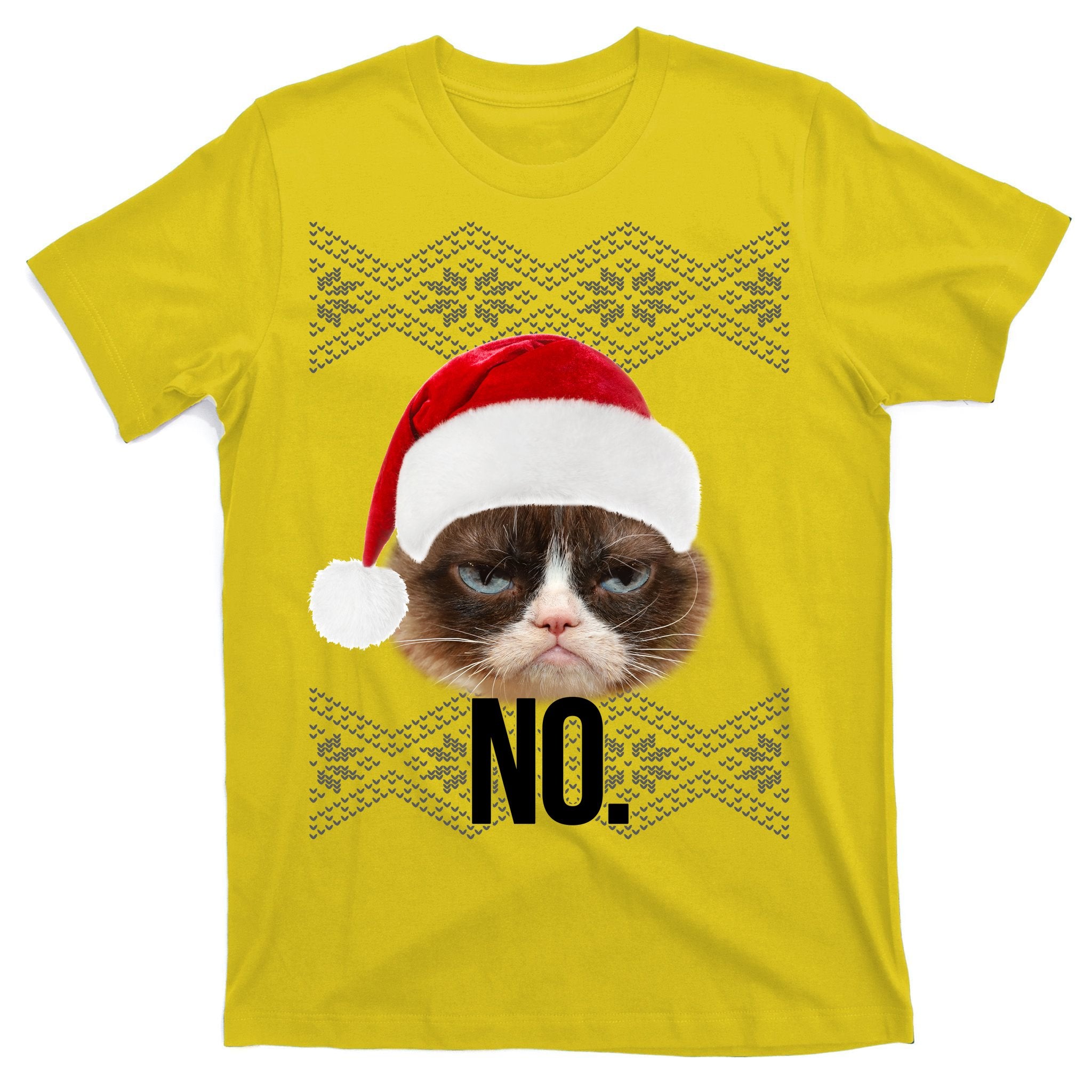 Funny Cat NO Meme Ugly Christmas Sweater T-Shirt
