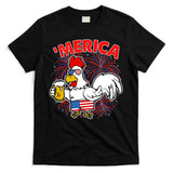 Funny Merica USA Rooster With Beer T-Shirt