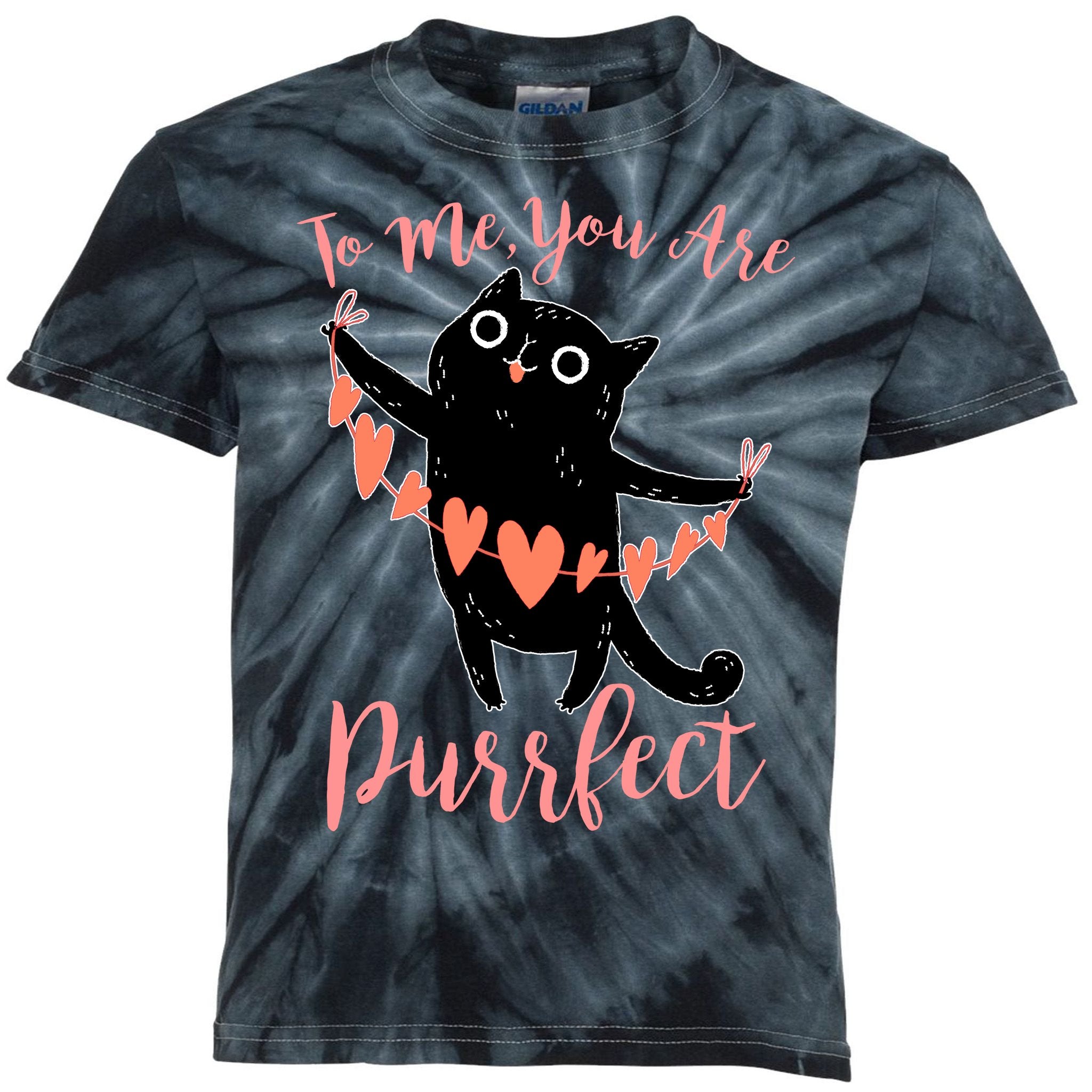Funny Valentine Cat To Me You Are Purrfect Kids Tie-Dye T-Shirt