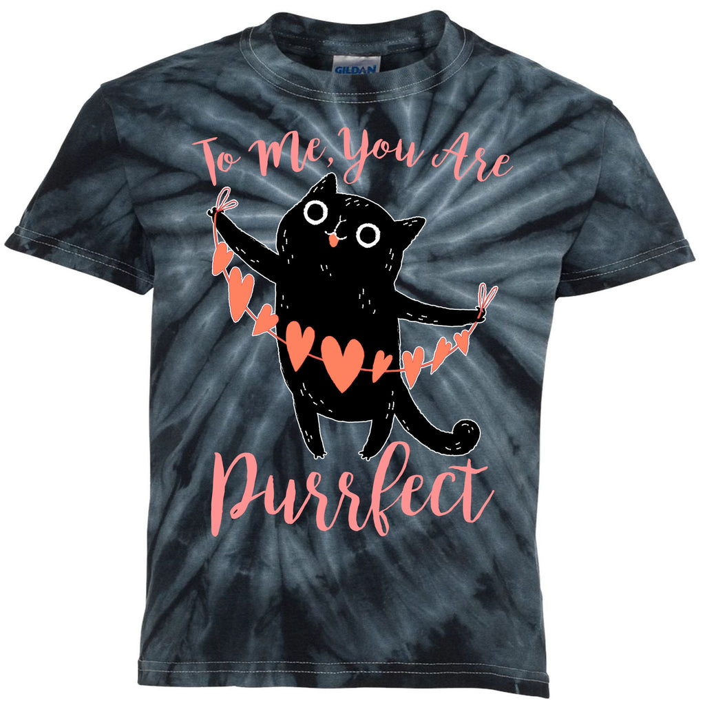 Funny Valentine Cat To Me You Are Purrfect Kids Tie-Dye T-Shirt