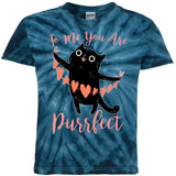 Funny Valentine Cat To Me You Are Purrfect Kids Tie-Dye T-Shirt