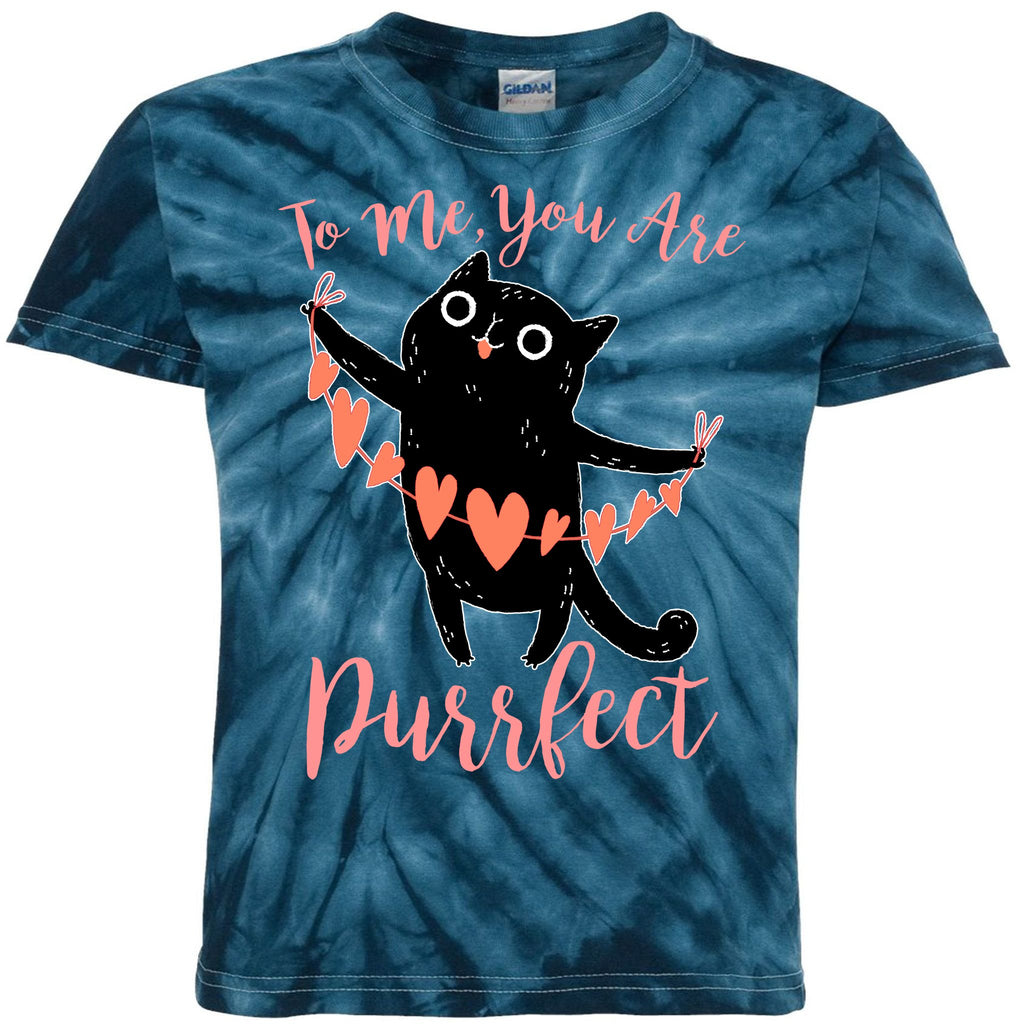 Funny Valentine Cat To Me You Are Purrfect Kids Tie-Dye T-Shirt