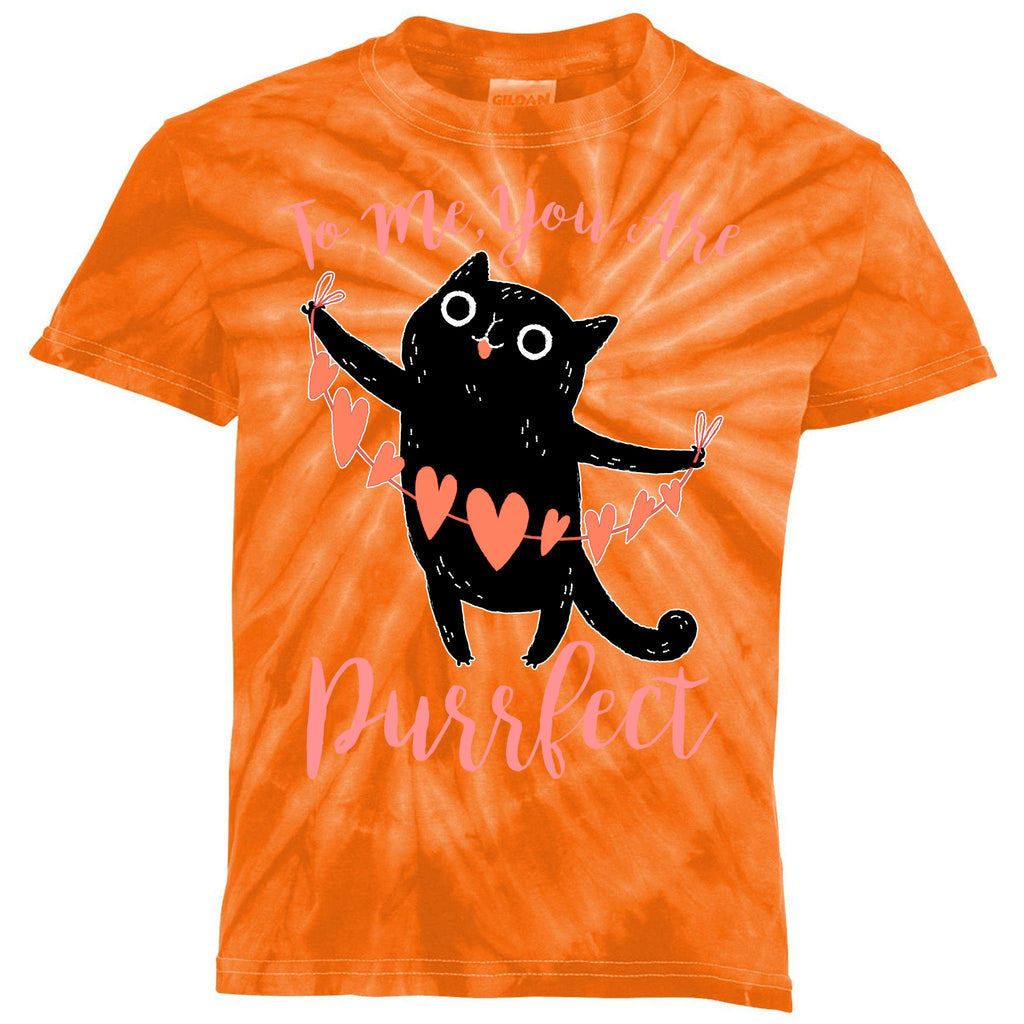 Funny Valentine Cat To Me You Are Purrfect Kids Tie-Dye T-Shirt