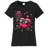 Funny Valentines Day Heart Playing Basketball Women's T-Shirt