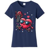 Funny Valentines Day Heart Playing Basketball Women's T-Shirt