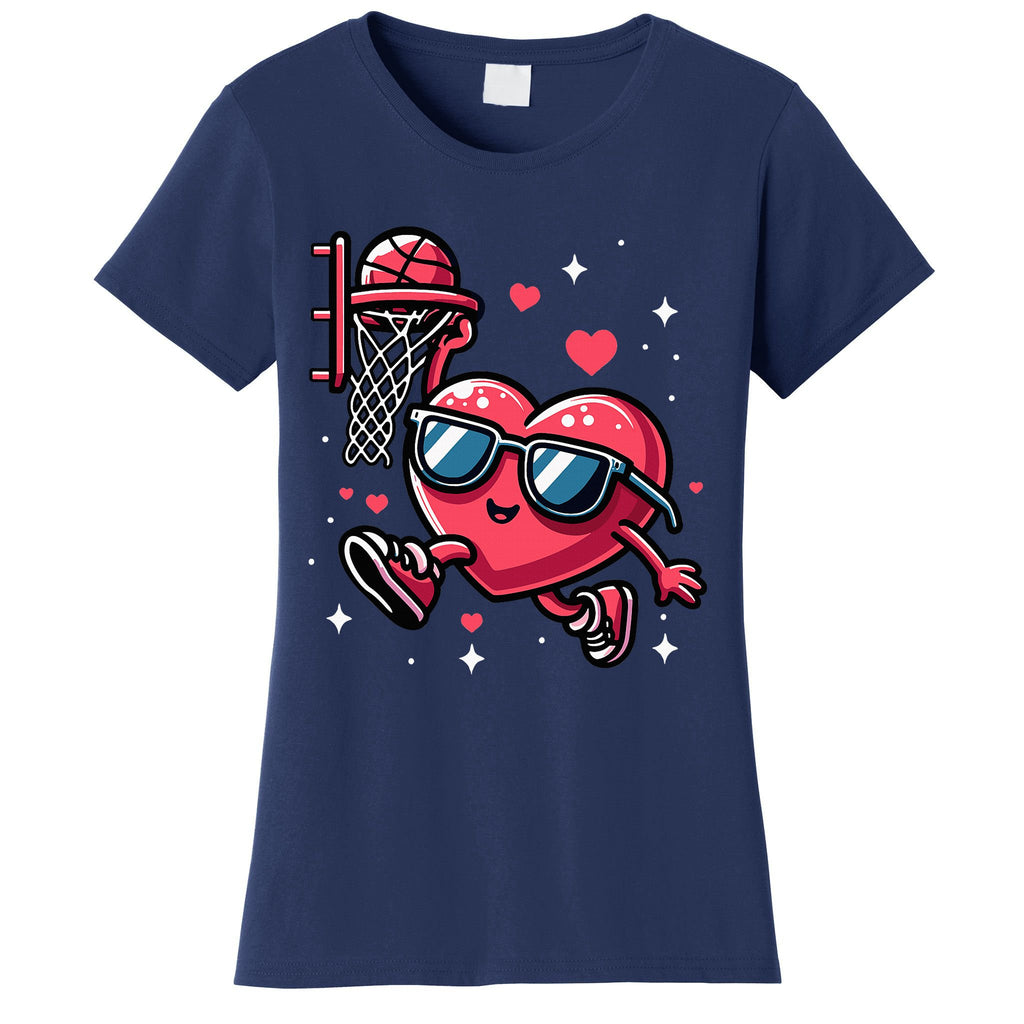 Funny Valentines Day Heart Playing Basketball Women's T-Shirt