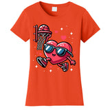 Funny Valentines Day Heart Playing Basketball Women's T-Shirt