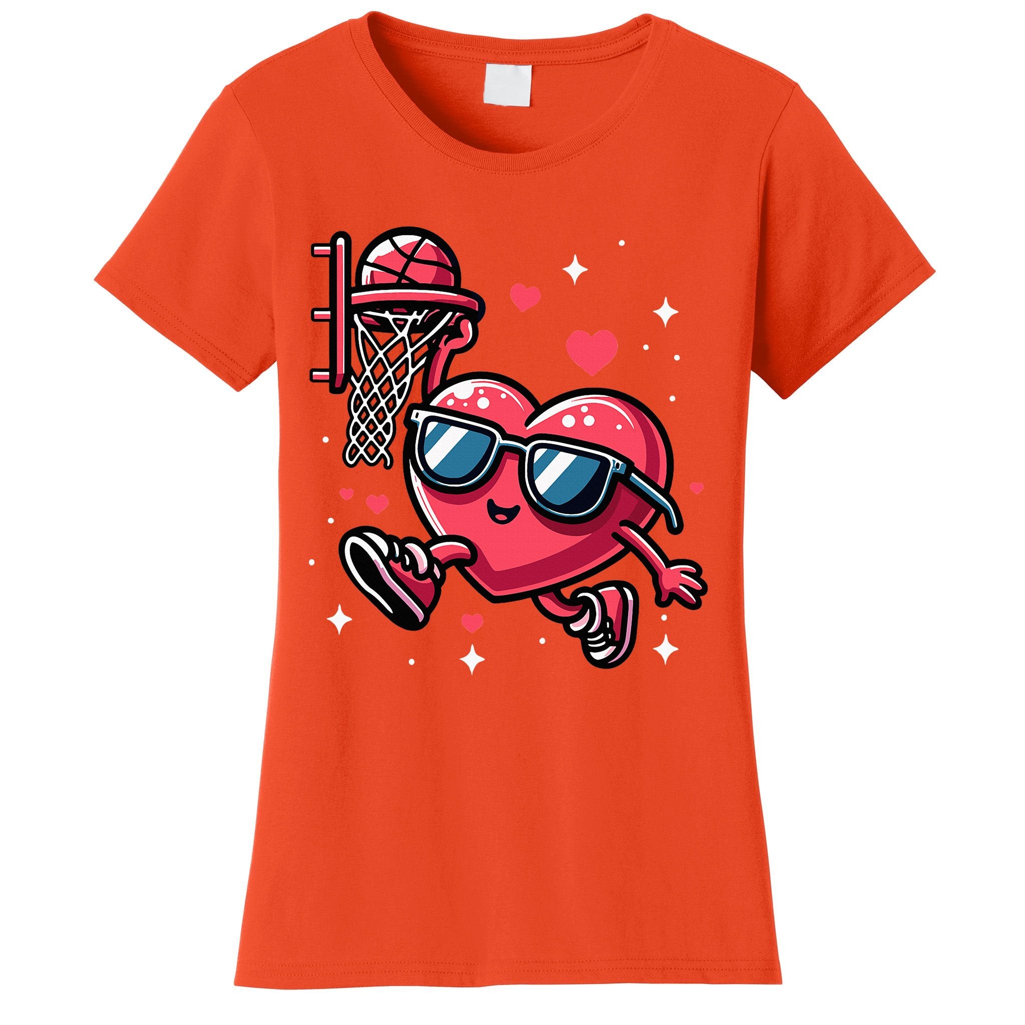 Funny Valentines Day Heart Playing Basketball Women's T-Shirt