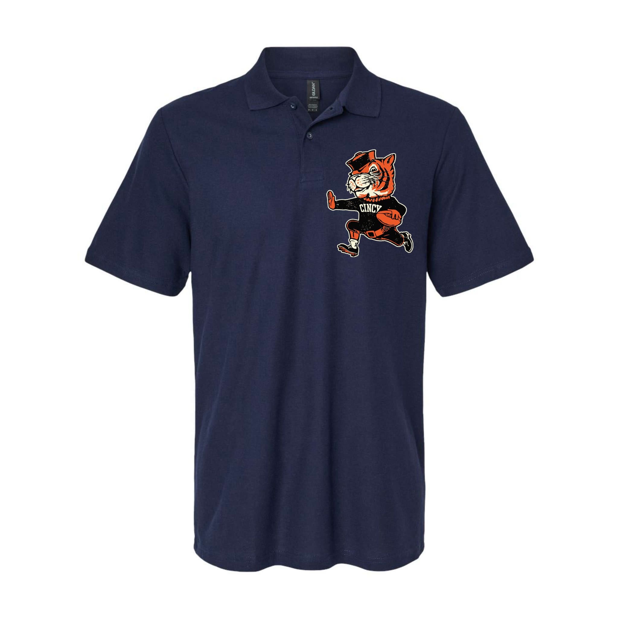 Funny Vintage Running Tiger Football Logo Softstyle Adult Sport Polo