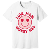 Funny Valentine Shirt Love More Worry Less Smile Face Meme Premium T-Shirt