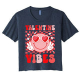 Funny Valentine Vibes Happy ValentineS Day Smile Face Gift Women's Crop Top Tee