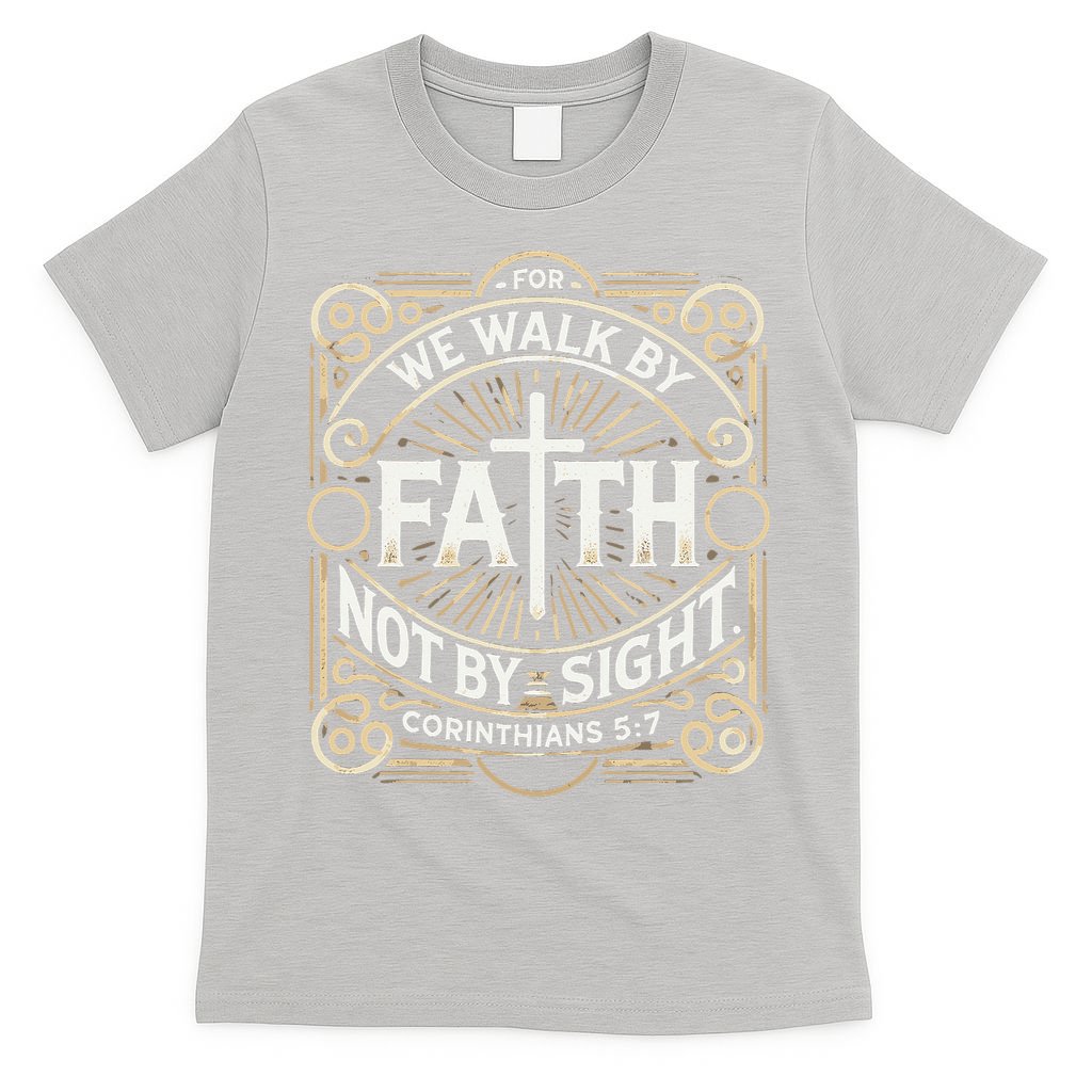 For We Walk Faith Not By Sight Christian Bible Verse T-Shirt