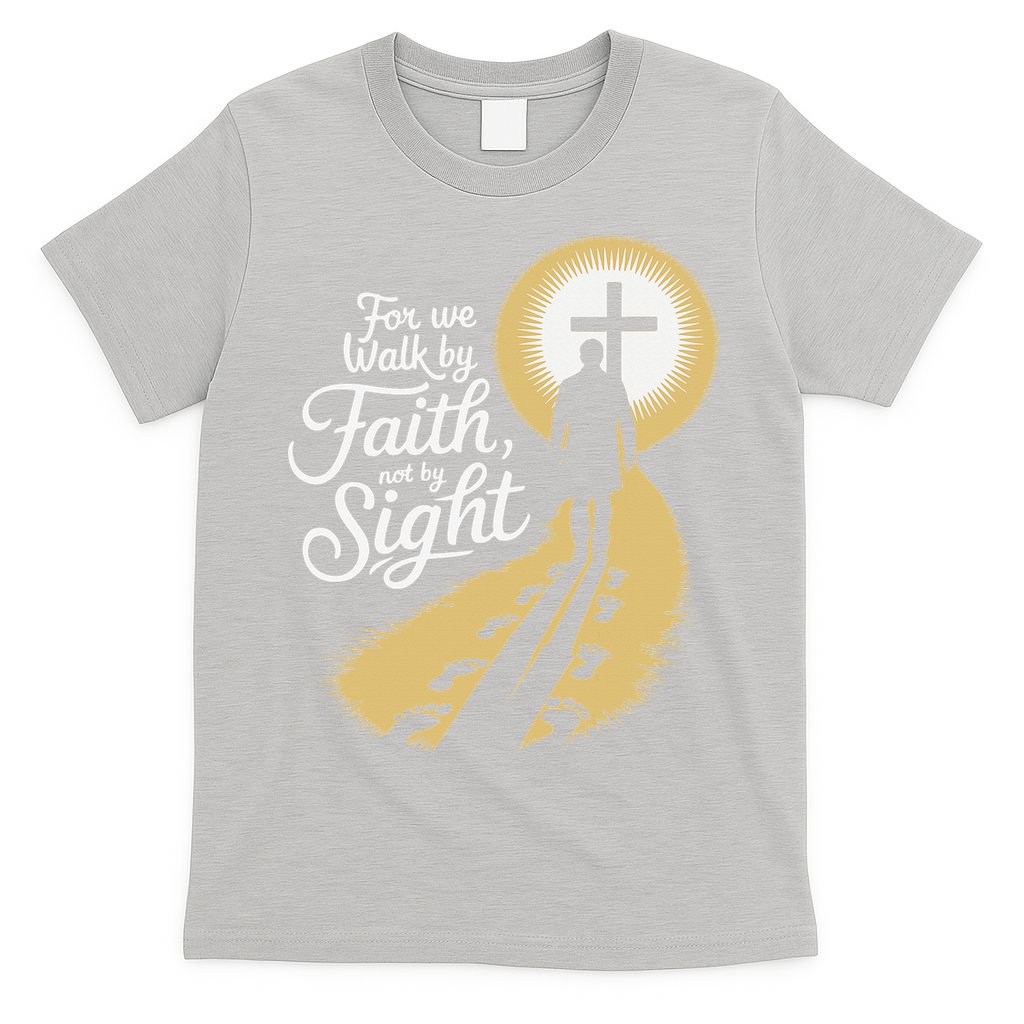 For We Walk Faith Not By Sight Christian Bible Verse T-Shirt