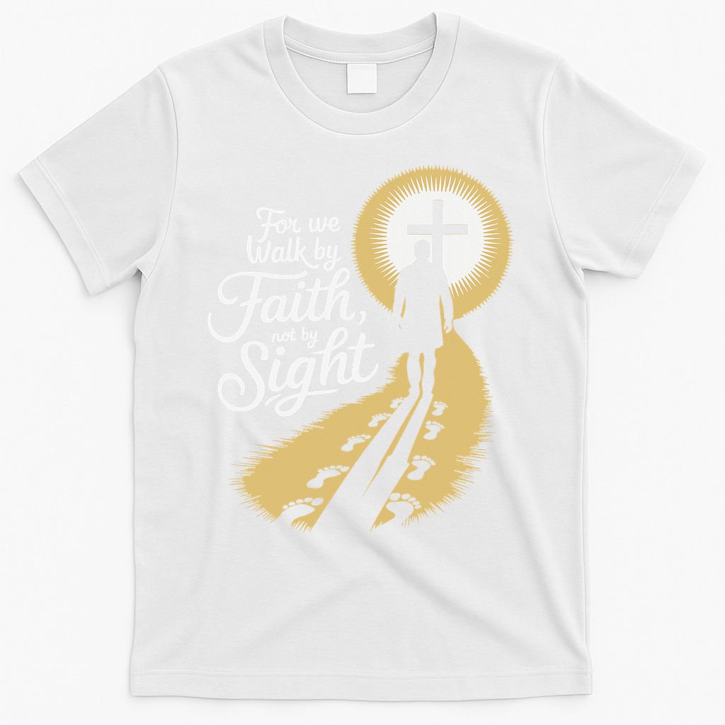 For We Walk Faith Not By Sight Christian Bible Verse T-Shirt