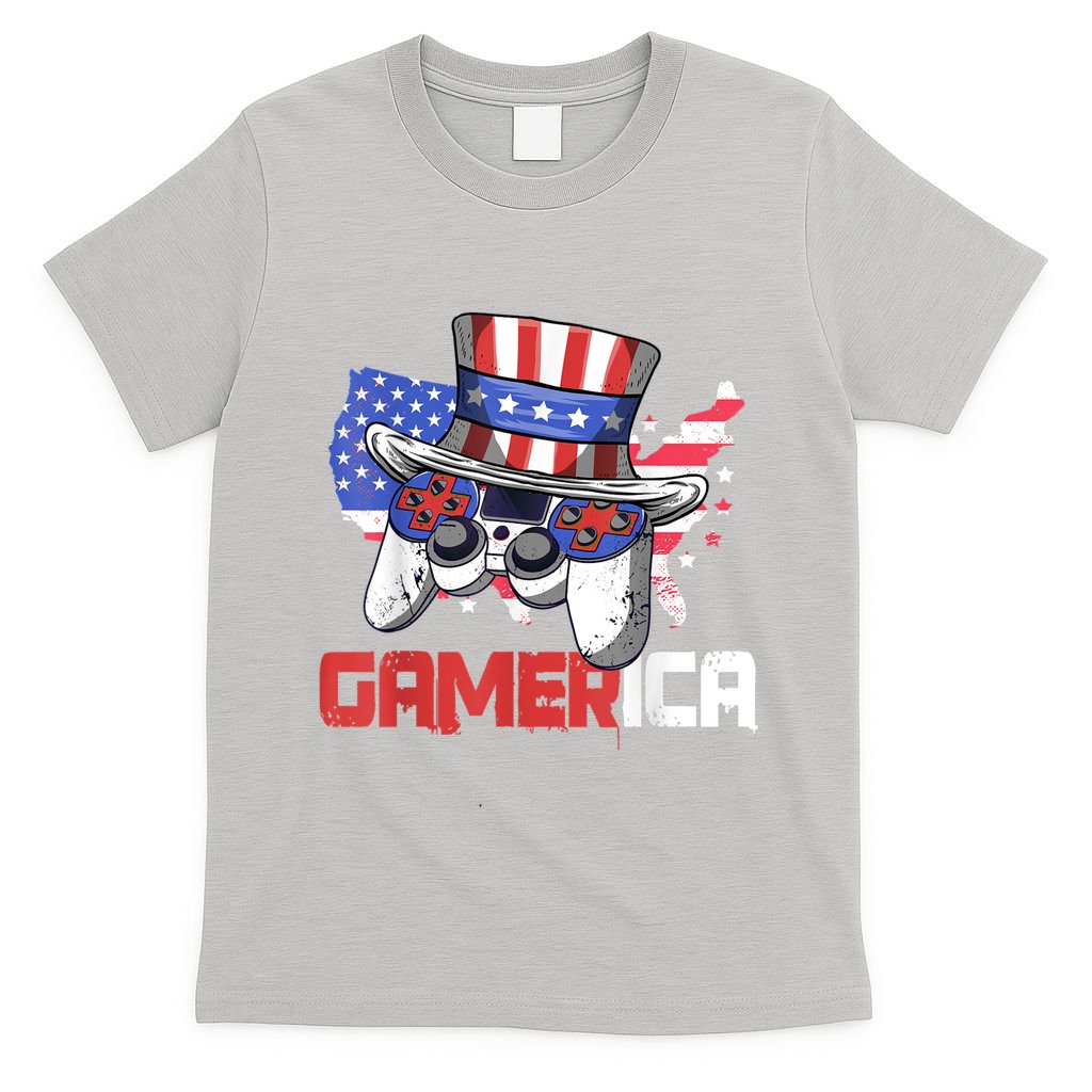 Gamer 4th Of July Boy Men Controller USA Flag T-Shirt