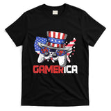 Gamer 4th Of July Boy Men Controller USA Flag T-Shirt