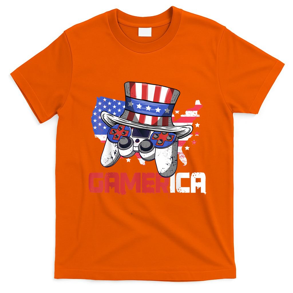Gamer 4th Of July Boy Men Controller USA Flag T-Shirt