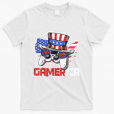 Gamer 4th Of July Boy Men Controller USA Flag T-Shirt