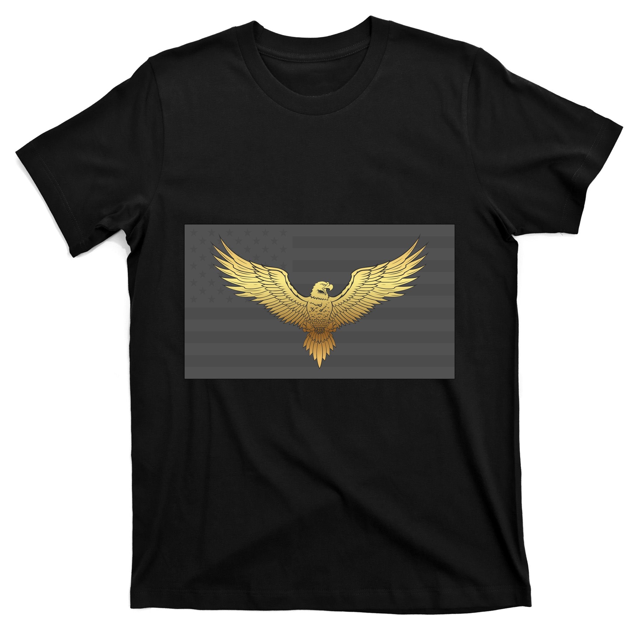 Gold American Eagle On Flag T-Shirt