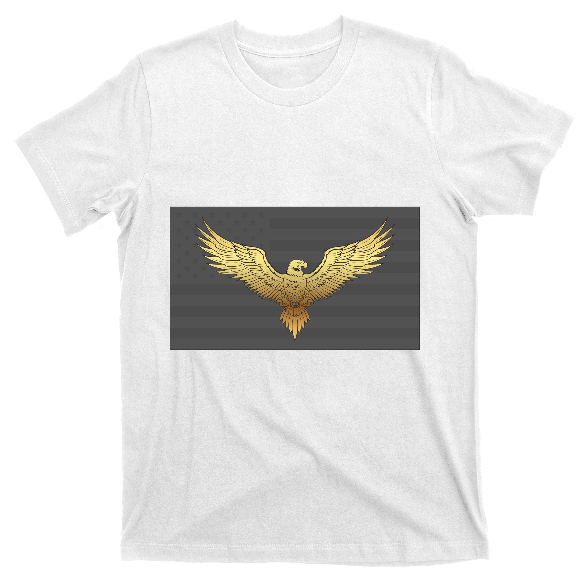 Gold American Eagle On Flag T-Shirt